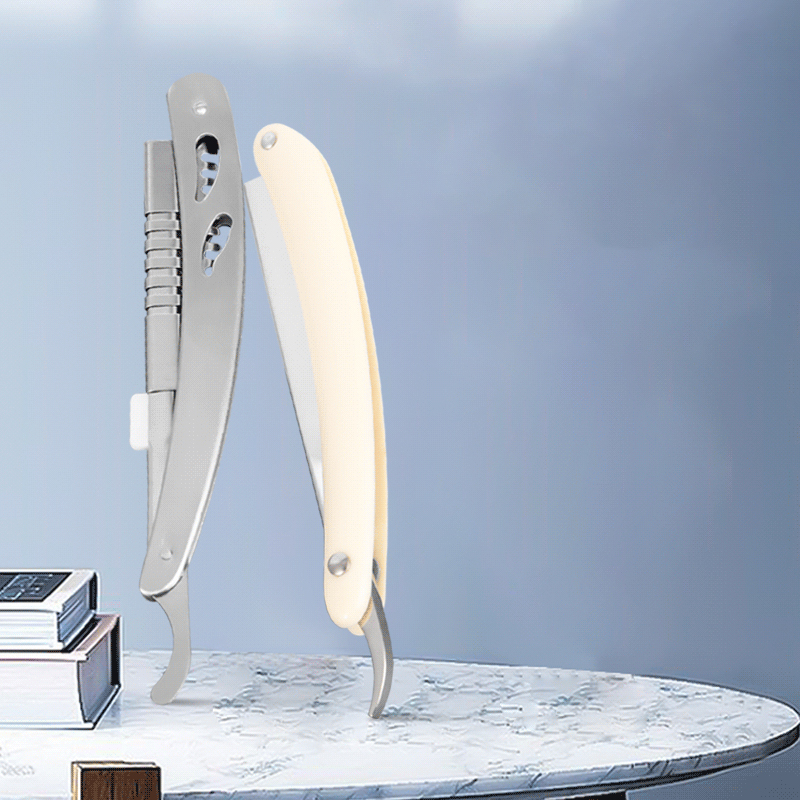 Mango de afeitar recto corrugado de acero inoxidable duradero