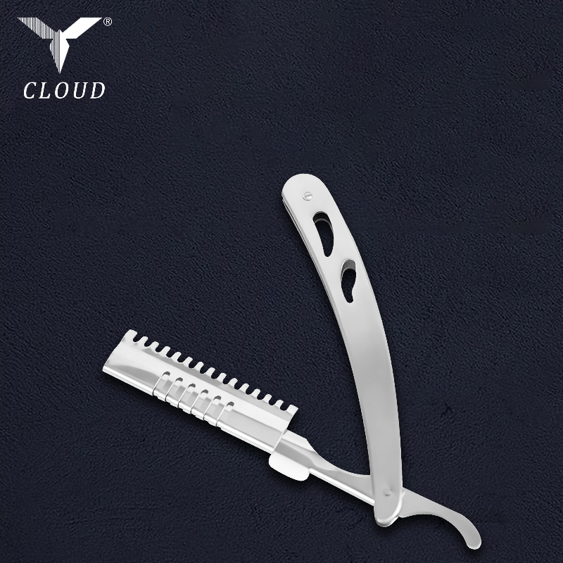 Mango de afeitar recto corrugado de acero inoxidable duradero