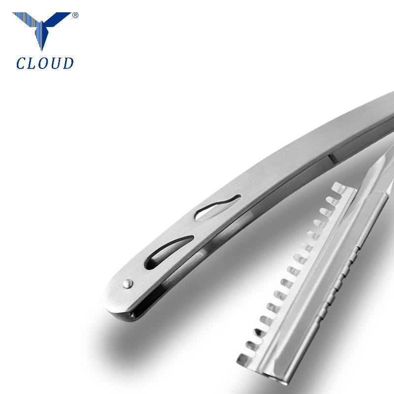 Mango de afeitar recto corrugado de acero inoxidable duradero