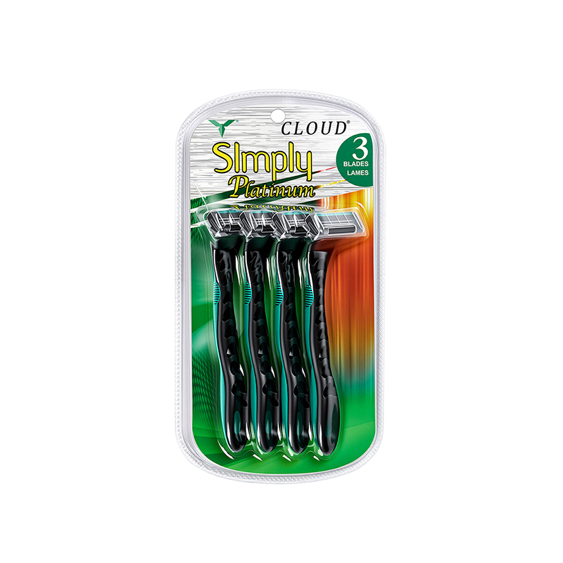 Juego de maquinilla de afeitar manual Panda de 4 piezas con mango ovalado